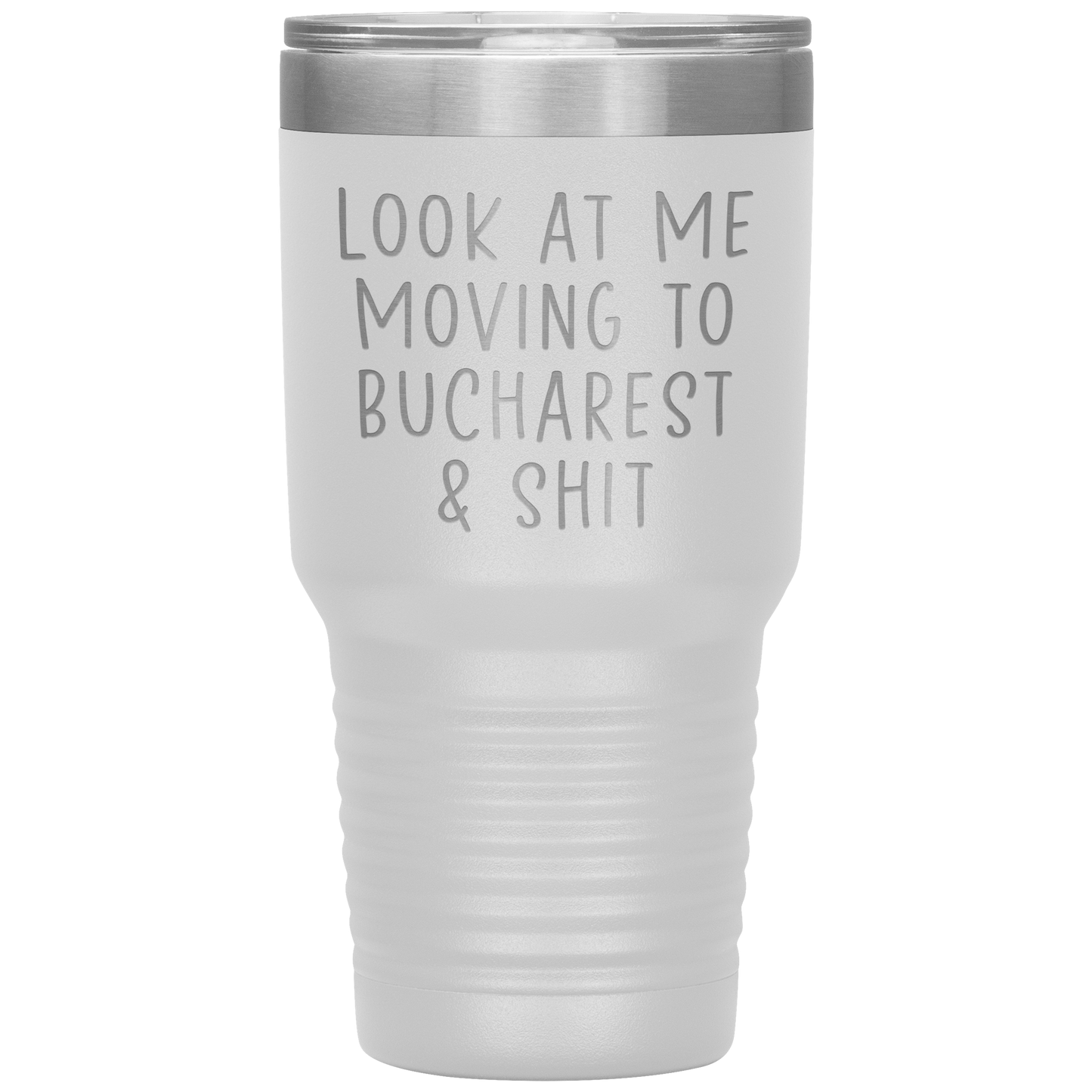 Moving to Bucharest Romania Tumbler, Funny Travel Coffee Mug, Birthday Gifts for Men and Women