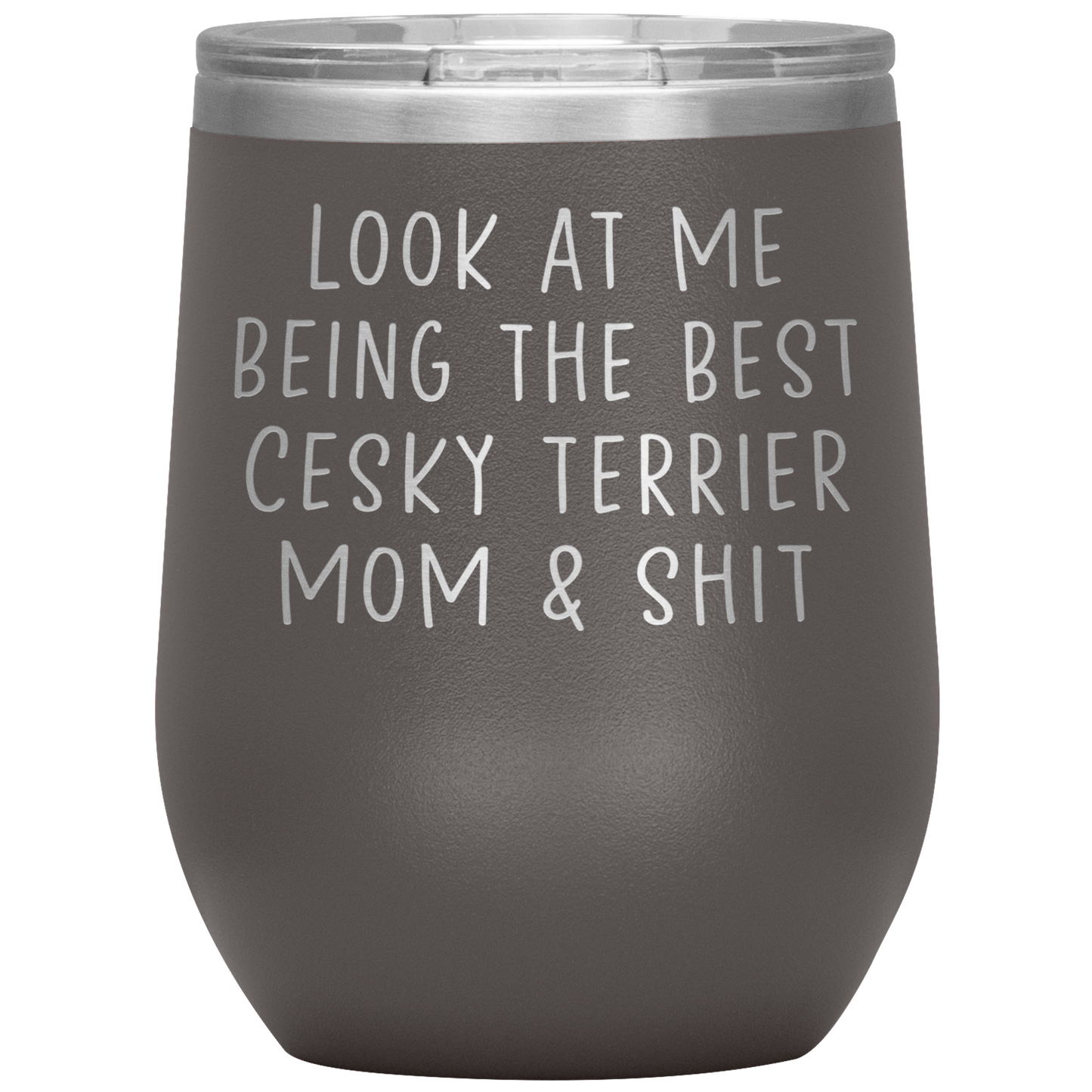 Cesky Terrier Mom Wine Tumbler, Funny Gifts, Travel Wine Cup, Birthday Gifts for Men and Women