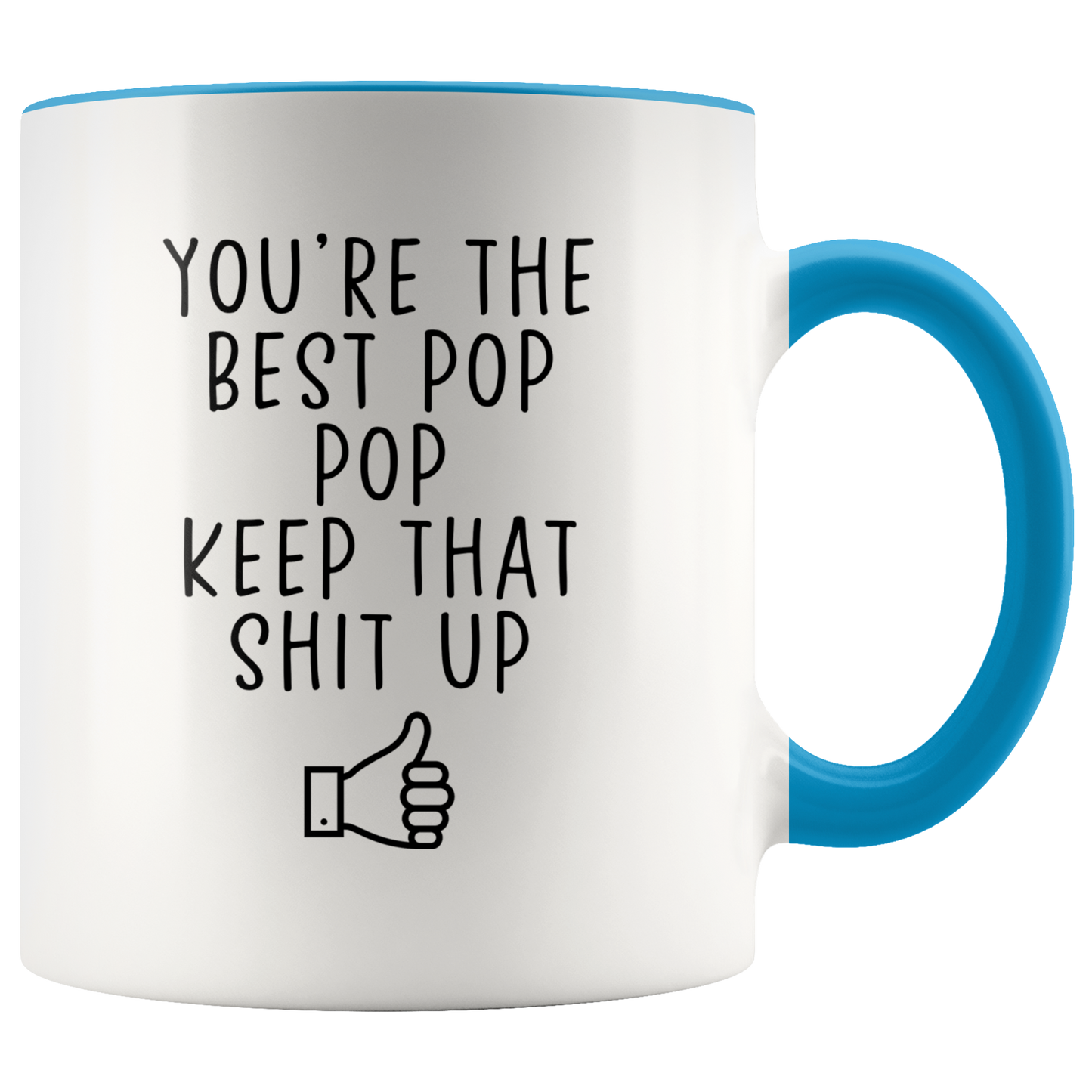 Pop Pop Gifts, Coffee Mug, Two Tone Accent Cup, Birthday Gift for Men and Women