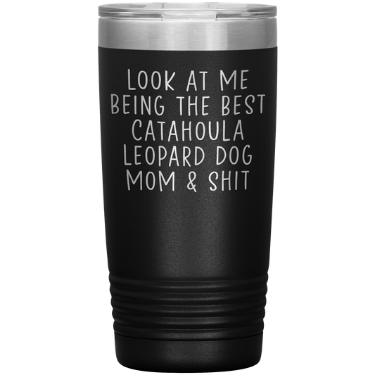 Catahoula Leopard Dog Mom Tumbler, Funny Travel Coffee Mug, Birthday Gifts for Men and Women