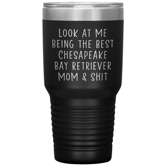 Chesapeake Bay Retriever Mom Tumbler, Funny Travel Coffee Mug, Birthday Gifts for Men and Women