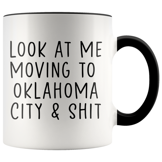 Moving to Oklahoma City Gifts, Coffee Mug, Two Tone Accent Cup, Birthday Gift for Men and Women