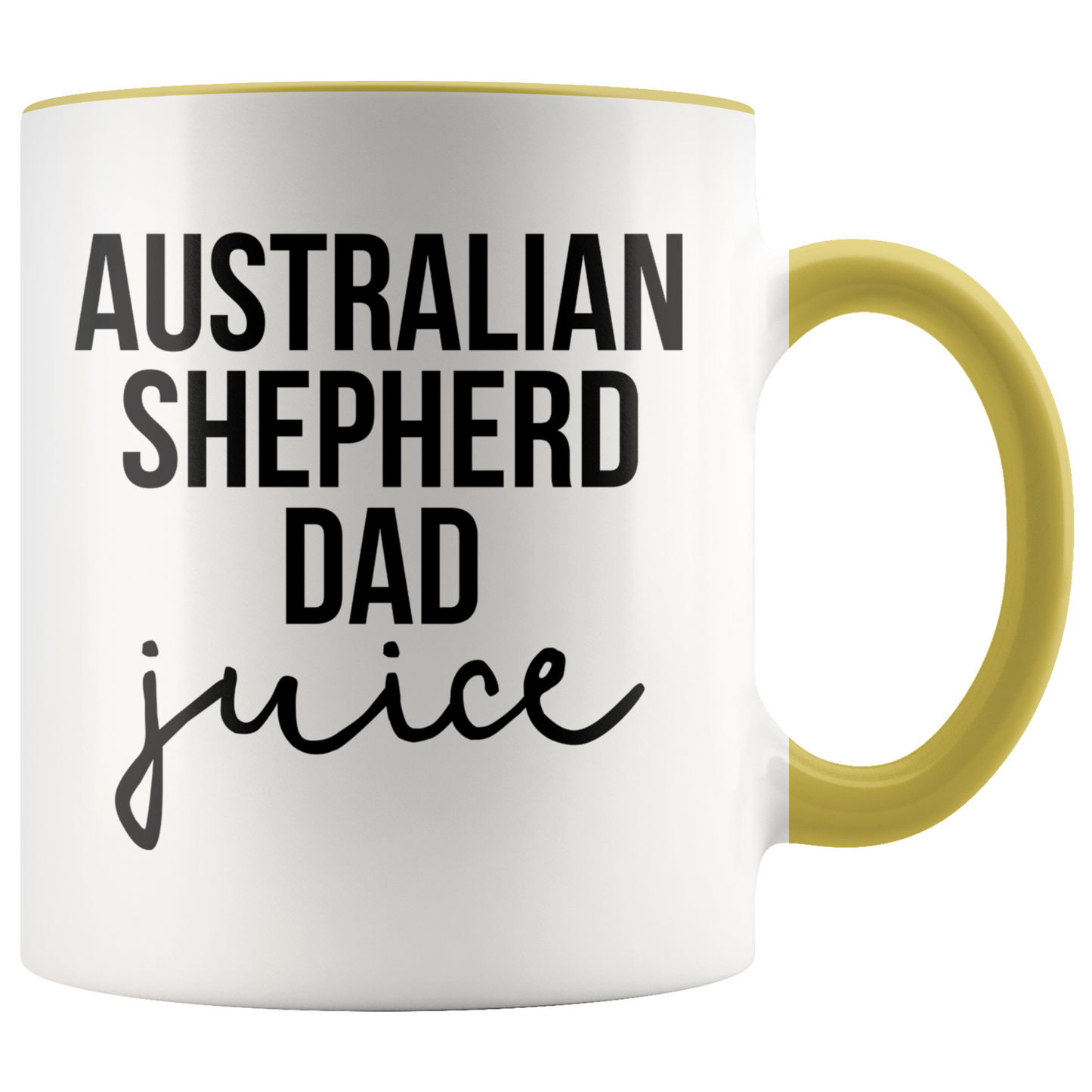 Australian Shepherd Dad Gifts, Coffee Mug, Two Tone Accent Cup, Birthday Gift for Men and Women